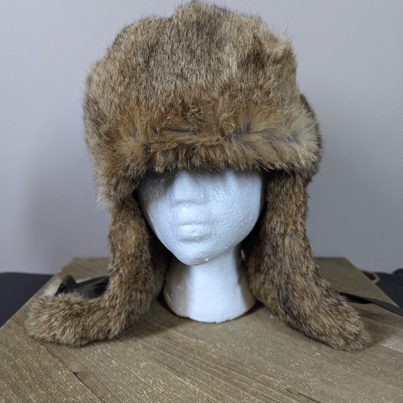WindRiver Real Fur Trapper Hat Size XL Brown Winter Aviator Cap with Ear Flap - Picture 10 of 10